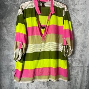 Multiples Pink and Green Striped Tunic